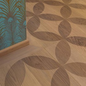 Oak Clear Carving Lipso I – паркетна дошка з елементами графічного дизайну.